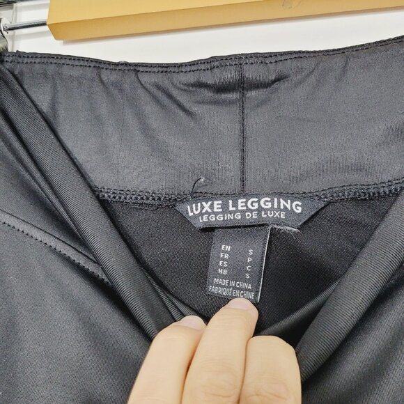 Luxe Legging Womens Black Stretch Ankle Leggings Pants Mid Rise Wet Look Small - Picture 5 of 9
